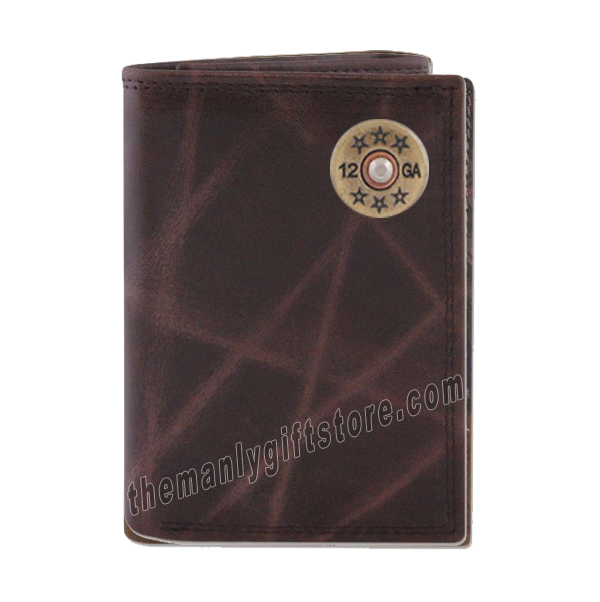 Shotgun Shell Wrinkle Zep Pro Leather Trifold Wallet