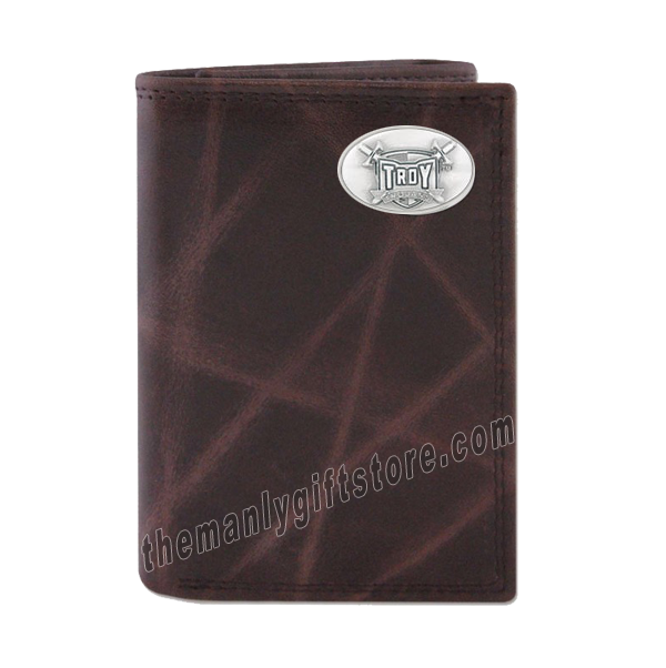 Troy Alabama Trojans Wrinkle Zep Pro Leather Trifold Wallet