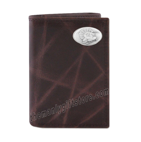 Turkey Strutting Wrinkle Zep Pro Leather Trifold Wallet