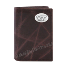 Load image into Gallery viewer, Virginia Tech Hokies Wrinkle Zep Pro Leather Trifold Wallet