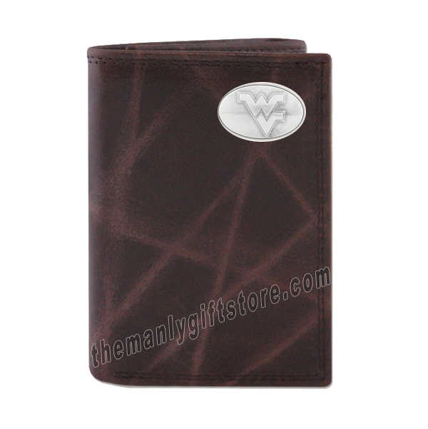 West Virginia Wrinkle Zep Pro Leather Trifold Wallet