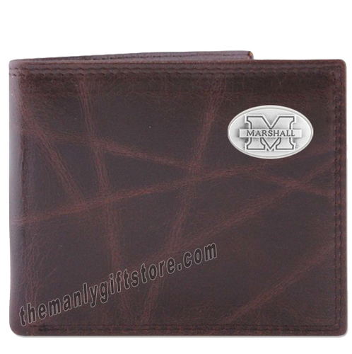 Marshall University Wrinkle Zep Pro Leather Bifold Wallet