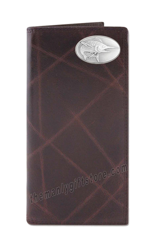 Marlin Saltwater Fish Wrinkle Zep Pro Leather Roper Wallet