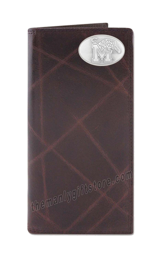 Memphis Tigers Wrinkle Zep Pro Leather Roper Wallet