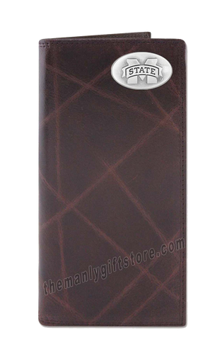 Mississippi State Bulldogs Wrinkle Zep Pro Leather Roper Wallet
