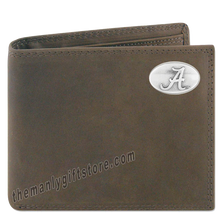 Load image into Gallery viewer, Alabama Crimson Tide Crazy Horse Genuine Leather Bifold Wallet