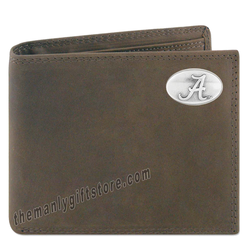Alabama Crimson Tide Crazy Horse Genuine Leather Bifold Wallet