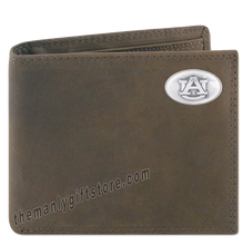 Load image into Gallery viewer, Auburn Tigers Crazy Horse Genuine Leather Bifold Wallet