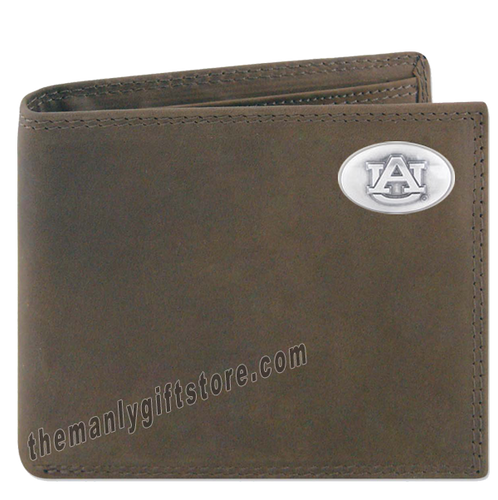 Auburn Tigers Crazy Horse Genuine Leather Bifold Wallet