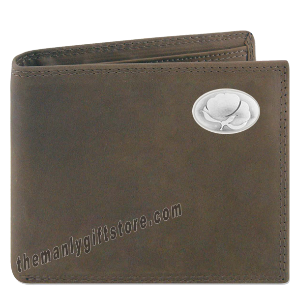 Cotton Logo Crazy Horse Genuine  Leather Bifold Wallet