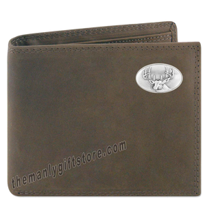 Buck Deer Crazy Horse Genuine Leather Bifold Wallet