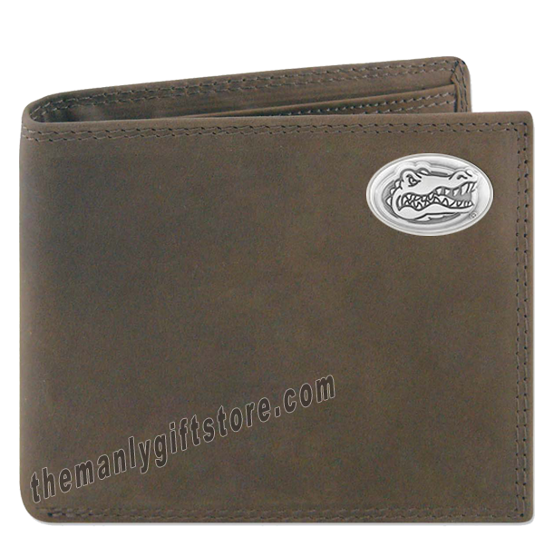 Florida Gators Genuine Crazy Horse Leather Bifold Wallet