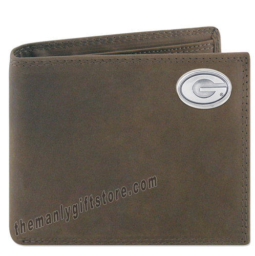 Georgia Bulldogs Crazy Horse Leather Bifold Wallet