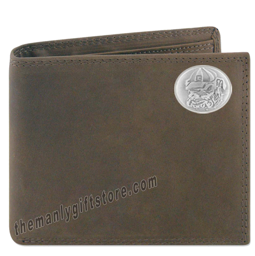 Georgia Bulldogs Mascot  Crazy Horse Leather Bifold Wallet