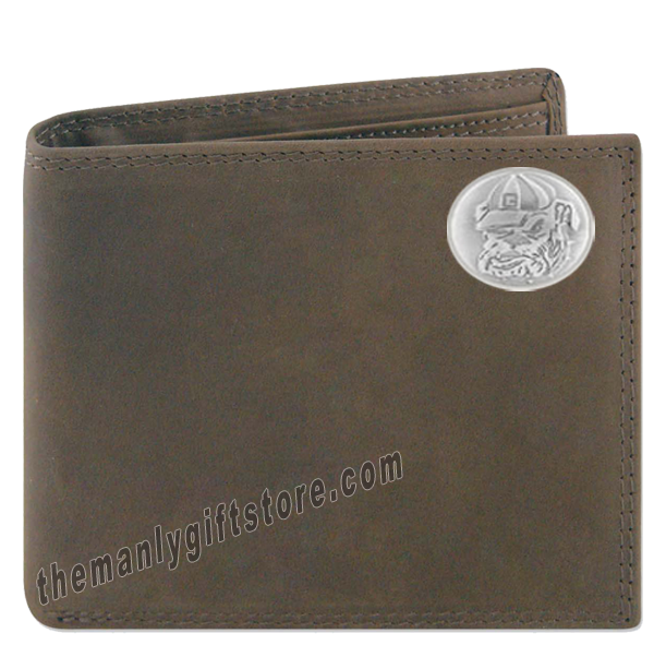Georgia Bulldogs Mascot  Crazy Horse Leather Bifold Wallet