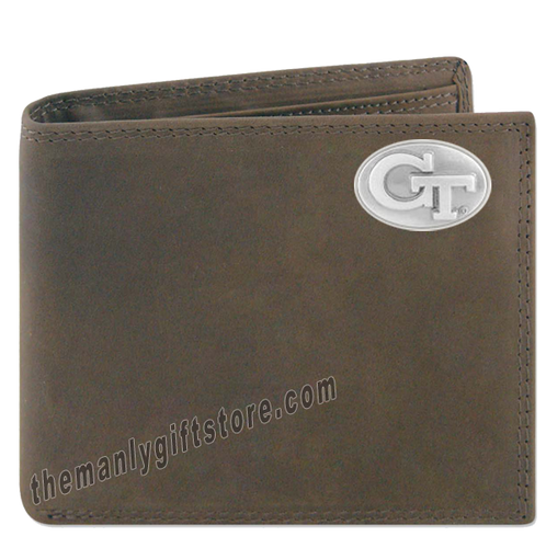 Georgia Tech Yellow Jackets Crazy Horse Leather Bifold Wallet