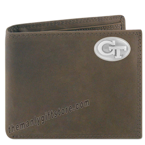 Georgia Tech Yellow Jackets Crazy Horse Leather Bifold Wallet