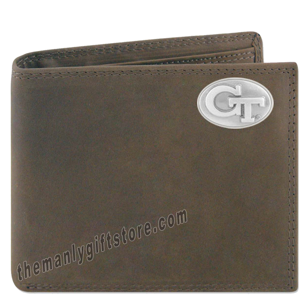 Georgia Tech Yellow Jackets Crazy Horse Leather Bifold Wallet