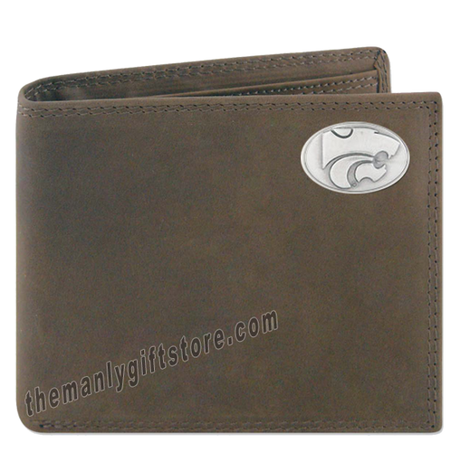 Kansas State Tide Crazy Horse Genuine Leather Bifold Wallet