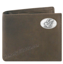 Load image into Gallery viewer, Kansas Jayhawks  Crazy Horse Leather Bifold Wallet