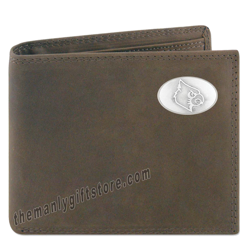 Louisville Cardinals Crazy Horse Leather Bifold Wallet