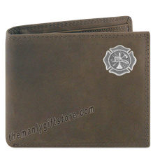 Load image into Gallery viewer, Maltese Cross Fireman Crazy Horse Leather Bifold Wallet