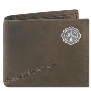 Maltese Cross Fireman Crazy Horse Leather Bifold Wallet