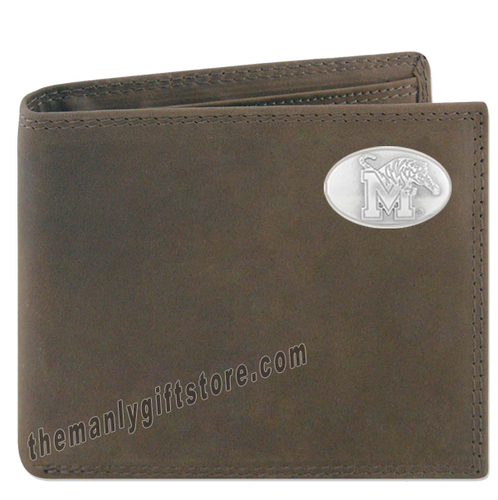 Memphis Tigers Genuine Crazy Horse Leather Bifold Wallet
