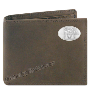 Memphis Tigers Genuine Crazy Horse Leather Bifold Wallet