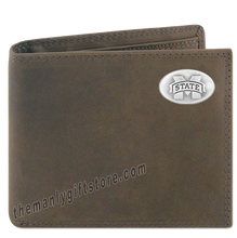 Load image into Gallery viewer, Mississippi State Bulldogs Genuine Crazy Horse Leather Bifold Wallet