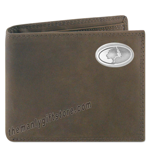 Mossy Oak Logo Genuine Crazy Horse Leather Bifold Wallet