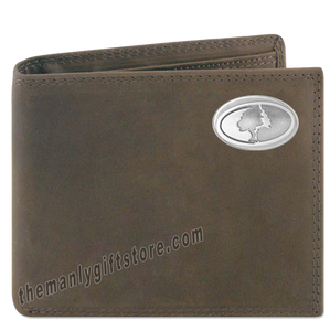 Mossy Oak Logo Genuine Crazy Horse Leather Bifold Wallet