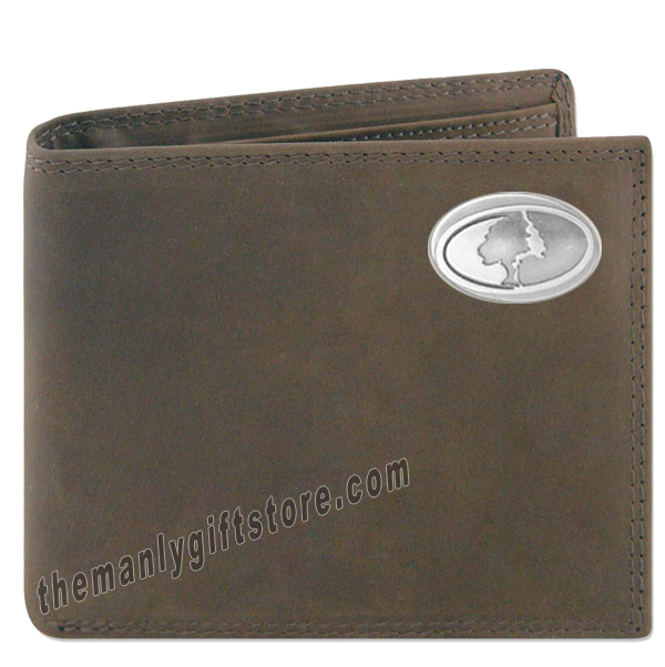 Mossy Oak Logo Genuine Crazy Horse Leather Bifold Wallet