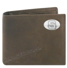 Load image into Gallery viewer, North Carolina State Genuine Crazy Horse Leather Bifold Wallet