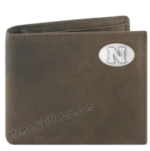 Load image into Gallery viewer, Nebraska Cornhuskers Genuine Crazy Horse Leather Bifold Wallet