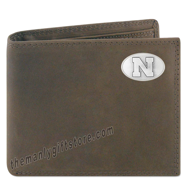 Nebraska Cornhuskers Genuine Crazy Horse Leather Bifold Wallet