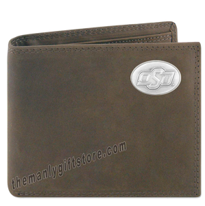 OSU Oklahoma State Genuine Crazy Horse Leather Bifold Wallet