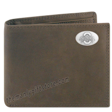 Load image into Gallery viewer, Ohio State Buckeyes Genuine Crazy Horse Leather Bifold Wallet