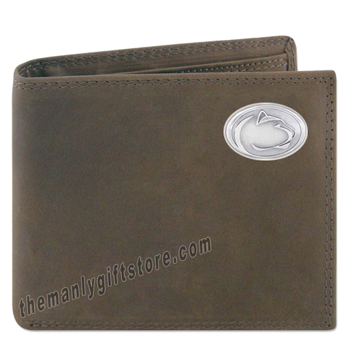 Penn State Nittany Lion Genuine Crazy Horse Leather Bifold Wallet