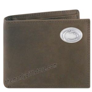 Penn State Nittany Lion Genuine Crazy Horse Leather Bifold Wallet