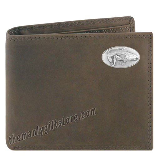 Saltwater Redfish Genuine Crazy Horse Leather Bifold Wallet