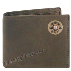 Shotgun Shell Genuine Crazy Horse Leather Bifold Wallet