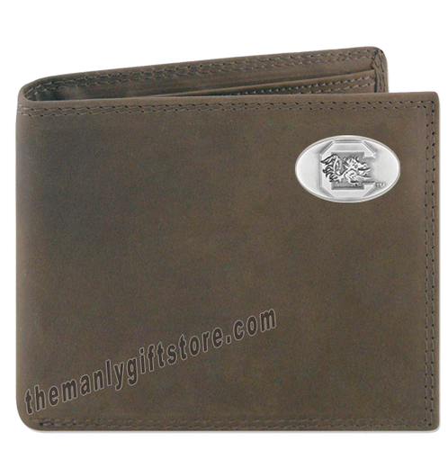 South Carolina Gamecocks Crazy Horse Leather Bifold Wallet