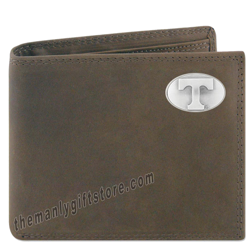 Tennessee Volunteers  Genuine Crazy Horse Leather Bifold Wallet