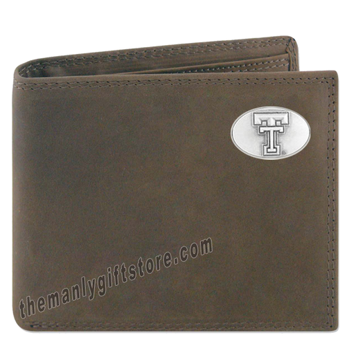 Texas Tech Red Raiders Genuine Crazy Horse Leather Bifold Wallet