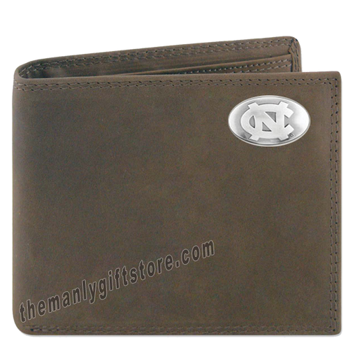 UNC North Carolina Tar Heels Crazy Horse Leather Bifold Wallet