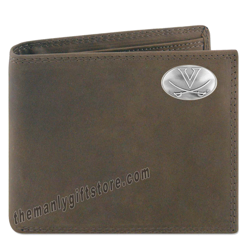 Virginia Cavaliers Genuine Crazy Horse Leather Bifold Wallet