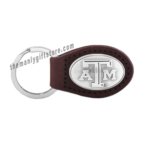 Texas A&M Zep-Pro Leather Concho Key Fob Brown, Camo or Black