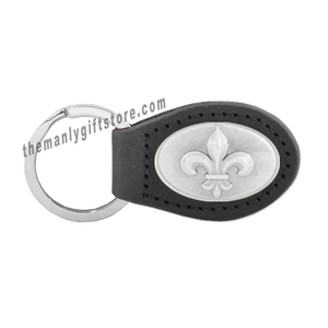 New Orleans Fleur De Lis Zep-Pro Leather Concho Key Fob Brown, Camo or Black