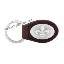 Load image into Gallery viewer, New Orleans Fleur De Lis Zep-Pro Leather Concho Key Fob Brown, Camo or Black